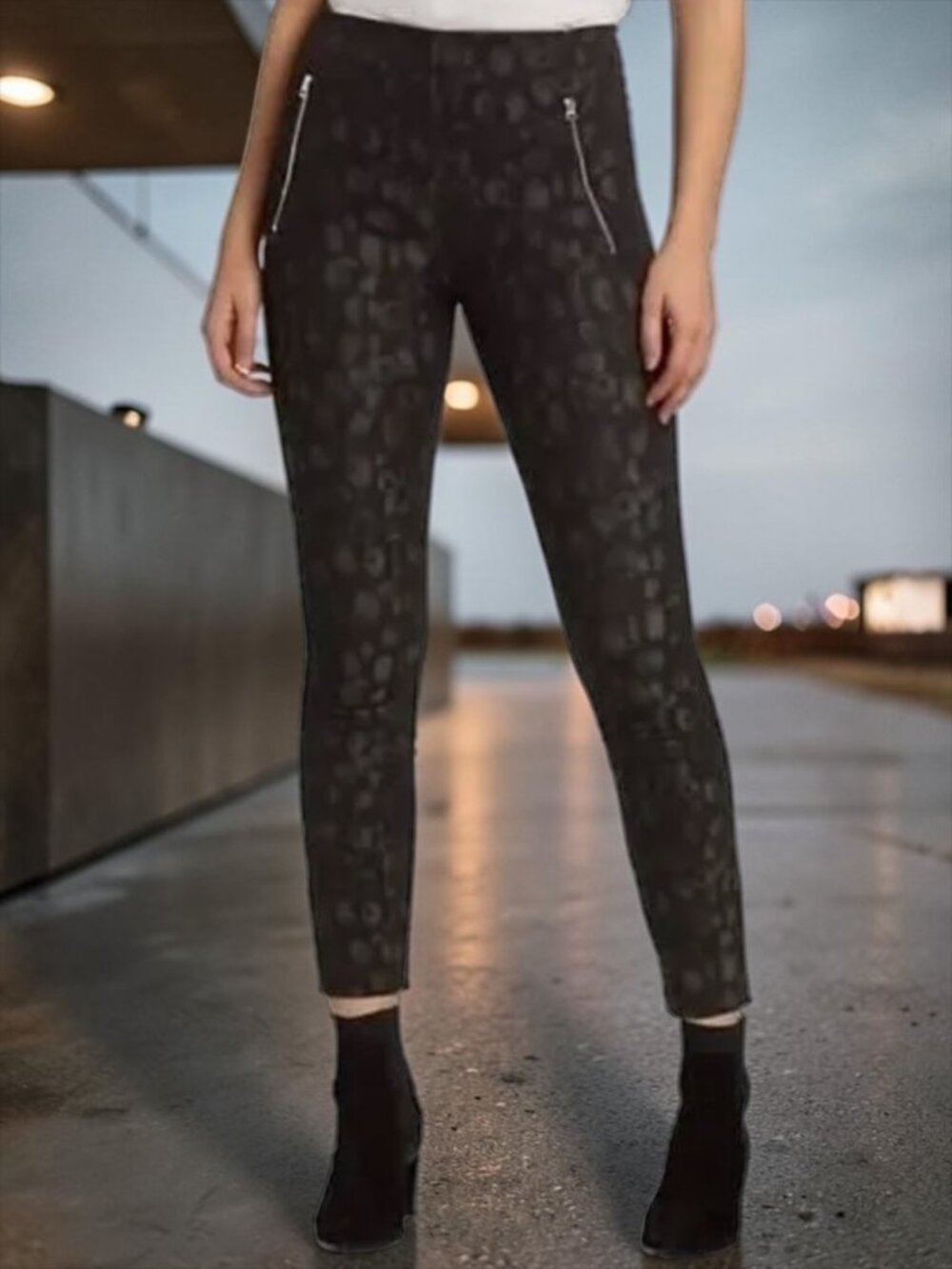 Rag and Bone Simone Leopard With Pocket Zip Pant 4 Black Skinny NEW